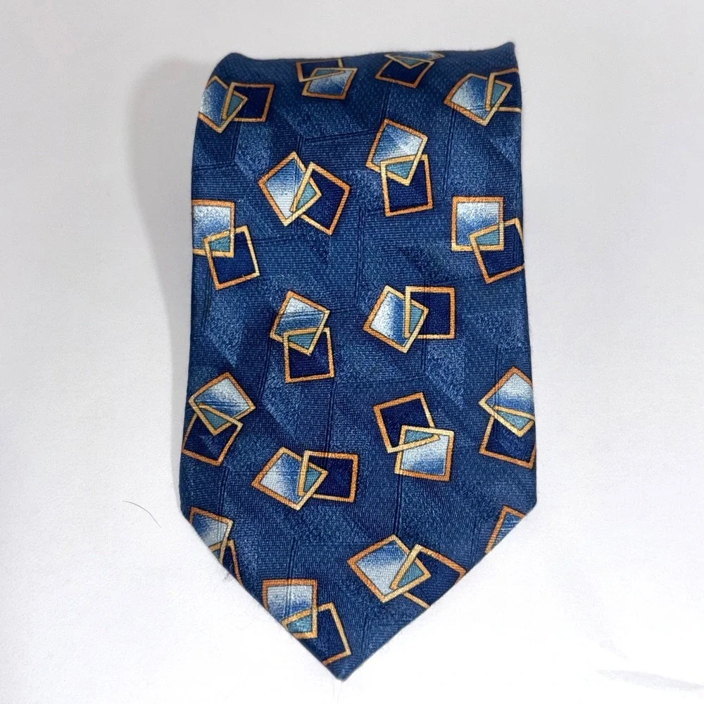 Ermengildo Zegna Exclusive Design‎ Men's silk necktie Blue geometric 58
